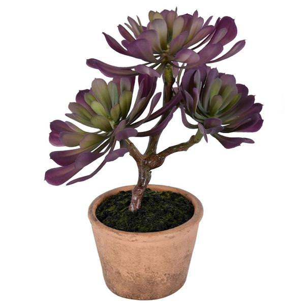 12" Artificial Purple / Green Potted Succulent