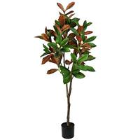 Vickerman 5' Artificial Green Potted Magnolia Tree