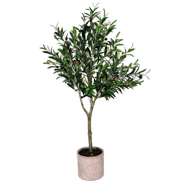 4' Artificial Green Potted Olive Tree