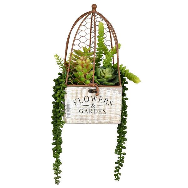 13" Artificial Green Potted Succulents