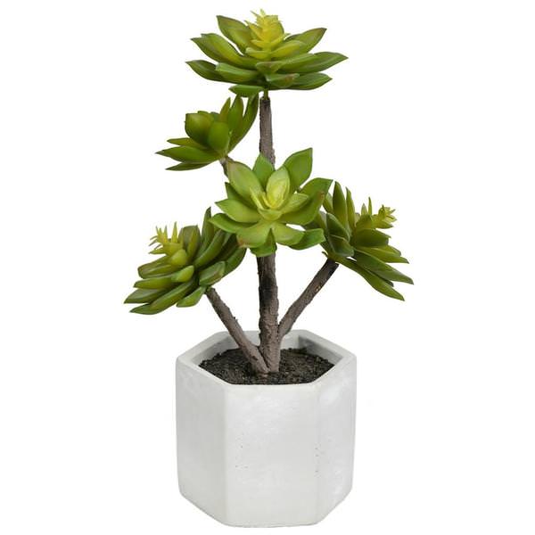 13" Artificial Green Potted Succulent