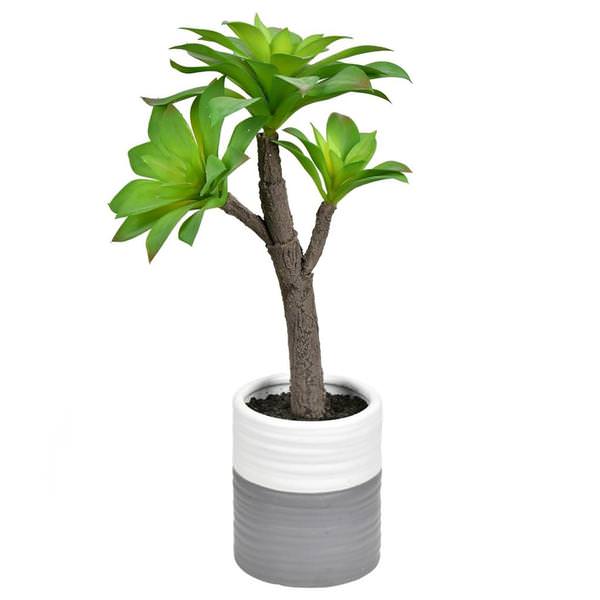 15" Artificial Green Potted Succulent