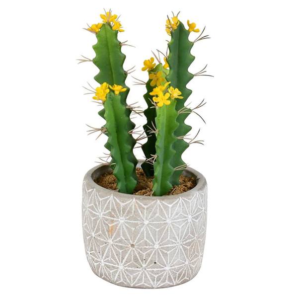 12" Artificial Green Potted Cactus