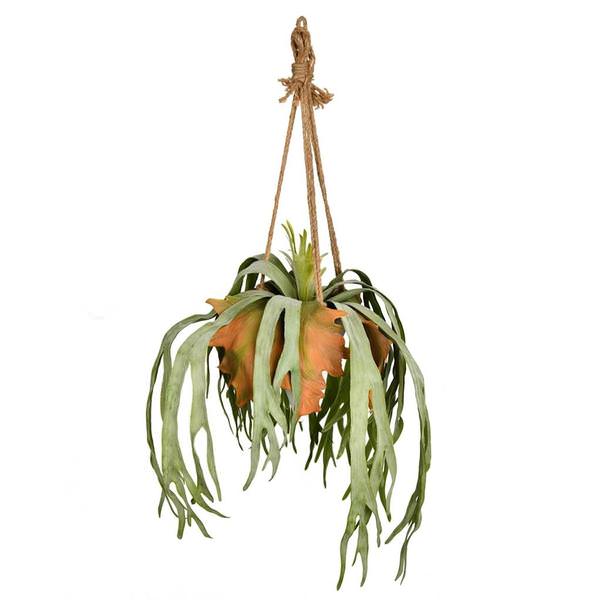 22" Artificial Staghorn Fern in Hanging Ceramic Pot