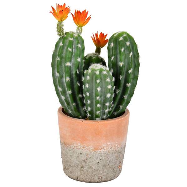 14" Artificial Green Potted Cactus