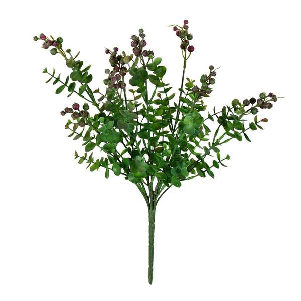 14.5" Artificial Purple Berry Money Leaf Bush (2 pack)