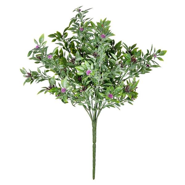13" Artificial Purple Wild Flower Green Bush (2 pack)