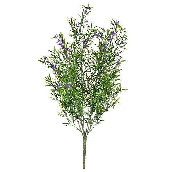 21" Artificial Purple Flowers Green Velvet Bush