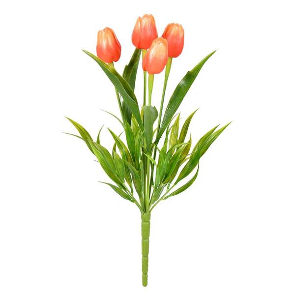 17" Artificial Orange Tulip Bush (2 pack)