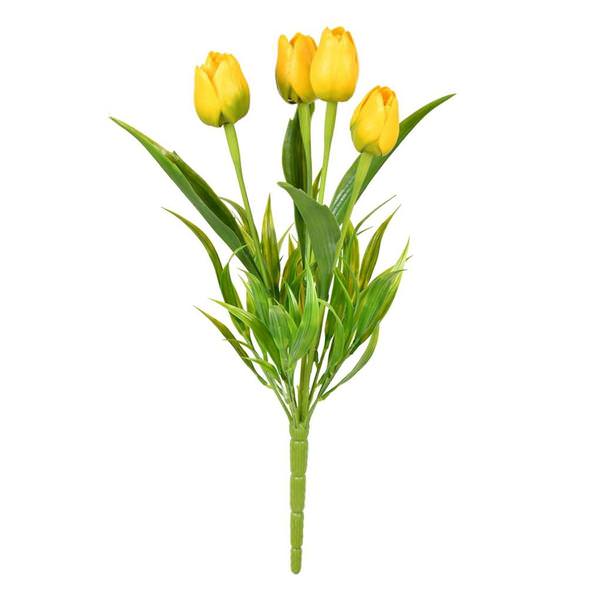 17" Artificial Yellow Tulip Bush (2 pack)