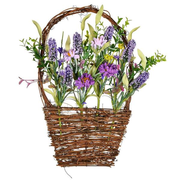 16" x 10" Artificial Purple Lilac Wildflower Basket