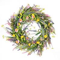 Vickerman 24" Artificial Pink / Yellow Wild Flowers Wreath