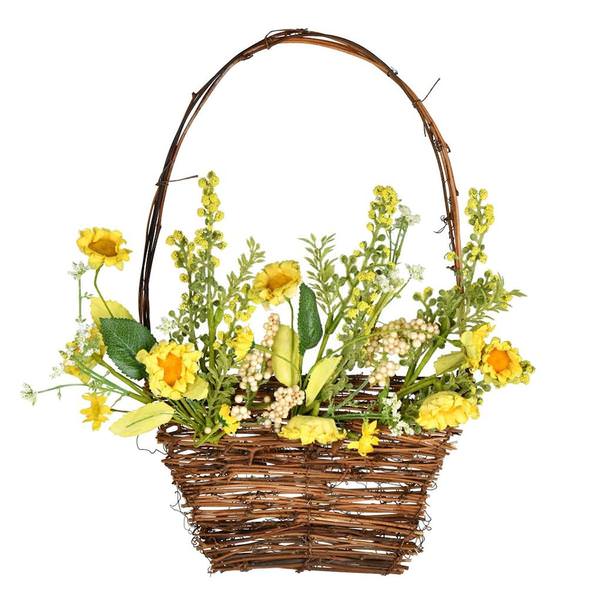 10" x 14" Artificial Yellow Sunflower Basket