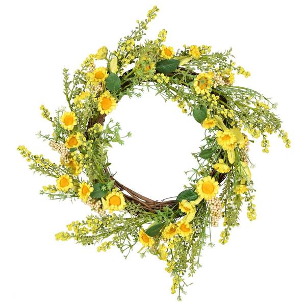 24" Artificial Yellow Sunflower Wreath