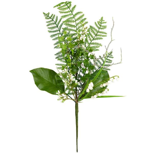 21" Artificial White Mini Flower Green Spray (4 pack)