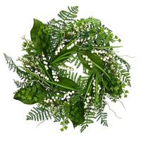 Vickerman 24" Artificial White Mini Flowers Greenery Wreath