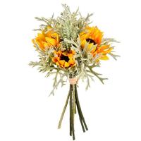Vickerman 14" Artificial Yellow Sunflower Succulent Bouquet