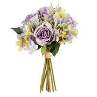 Vickerman 12" Artificial Violet Hydrangea Rose Bouquet