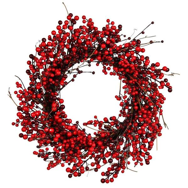 24" Artificial Red Berry Wreath