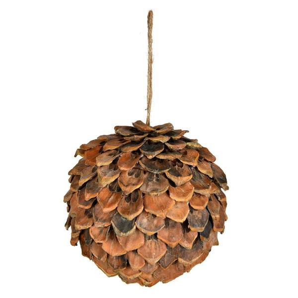 8" Chip Pine Cone Ball Ornament