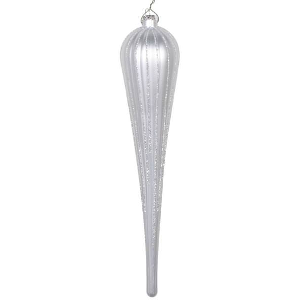 11" Silver Glitter Drop Ornament (3 pack)