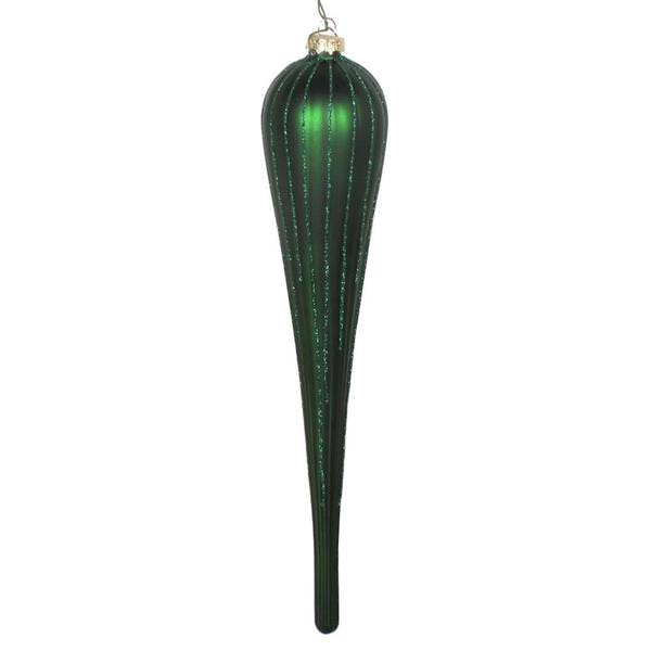 11" Emerald Glitter Drop Ornament (3 pack)
