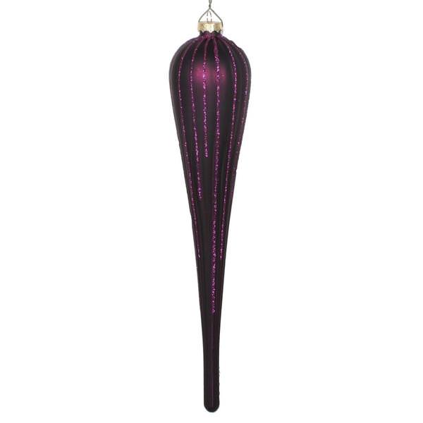 11" Plum Glitter Drop Ornament (3 pack)