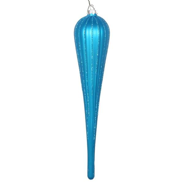 11" Turquoise Glitter Drop Ornament (3 pack)