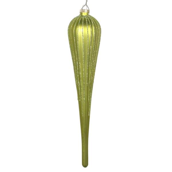 11" Lime Glitter Drop Ornament (3 pack)