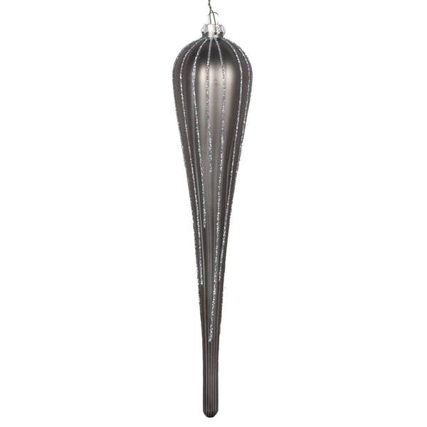15.75" Pewter Glitter Drop Ornament (2 pack)