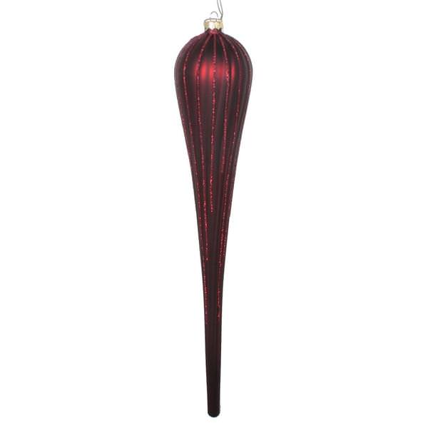 15.75" Burgundy Glitter Drop Ornament (2 pack)