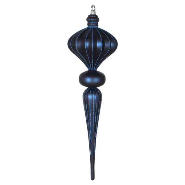 21" Midnight Blue Glitter Finial Ornament