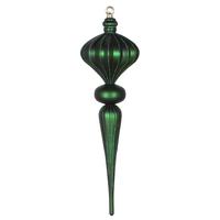 View 21" Emerald Matte Glitter Diamond Finial Ornament