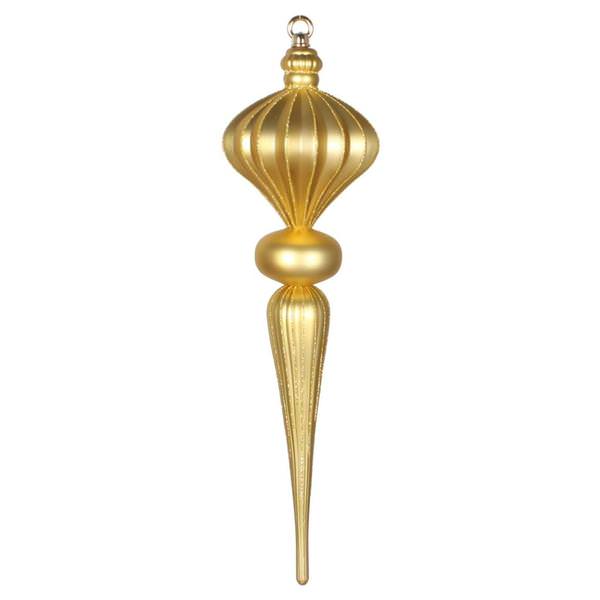 21" Gold Matte Glitter Diamond Finial Ornament