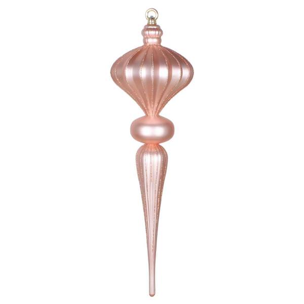 21" Rose Gold Matte Glitter Diamond Finial Ornament
