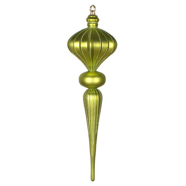 21" Lime Matte Glitter Diamond Finial Ornament