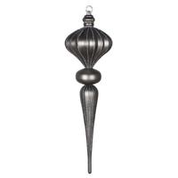 Vickerman 21" Pewter Matte Glitter Diamond Finial Ornament