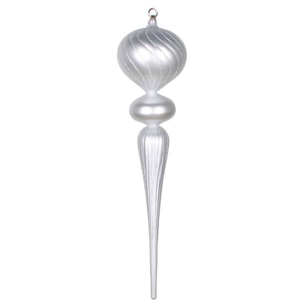 25" Silver Matte Glitter Finial Ornament