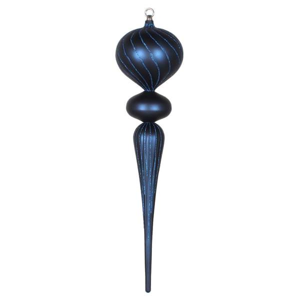 25" Midnight Blue Glitter Finial Ornament