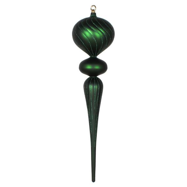 25" Emerald Matte Glitter Finial Ornament
