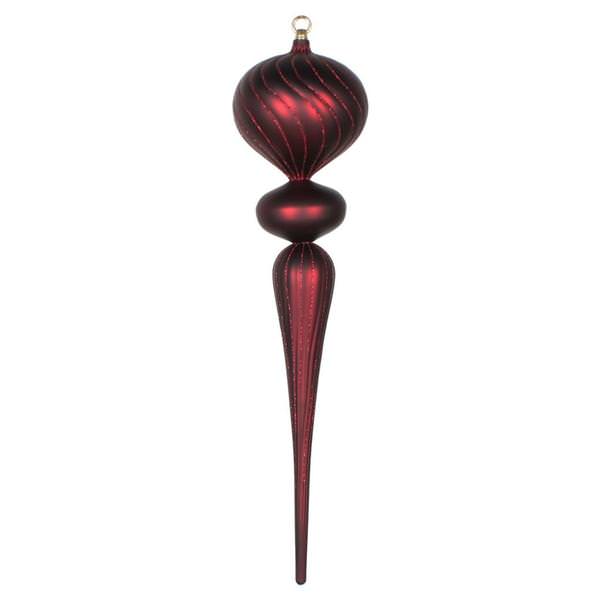 25" Burgundy Matte Glitter Finial Ornament