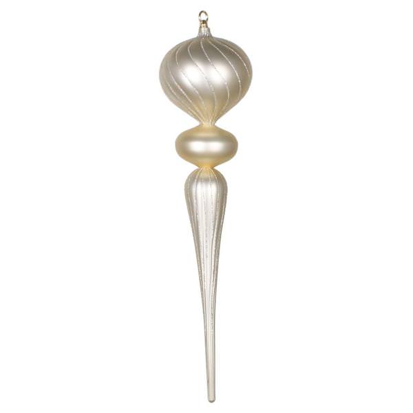 25" Champagne Matte Glitter Finial Ornament