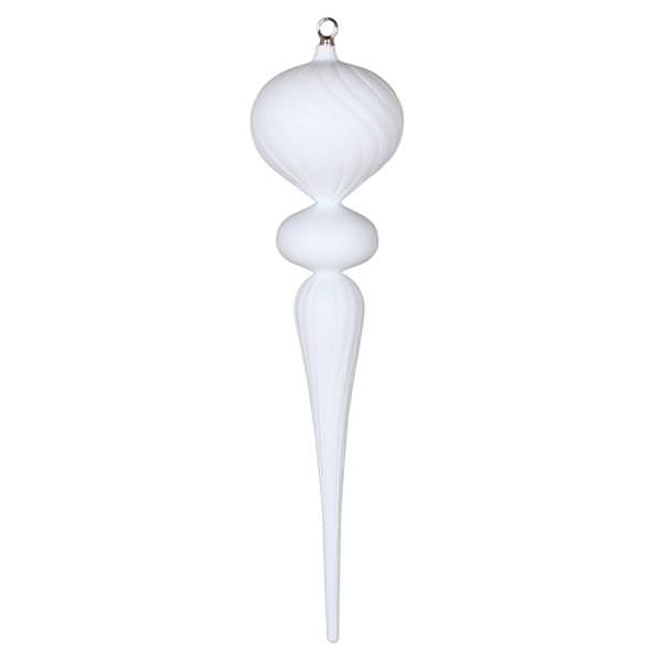 25" White Matte Glitter Finial Ornament