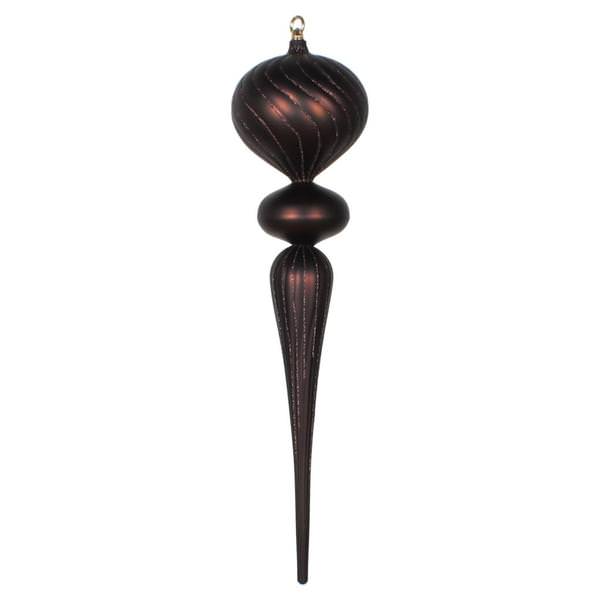 25" Chocolate Matte Glitter Finial Ornament