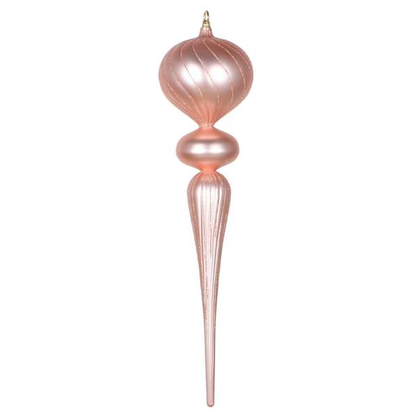 25" Rose Gold Matte Glitter Finial Ornament