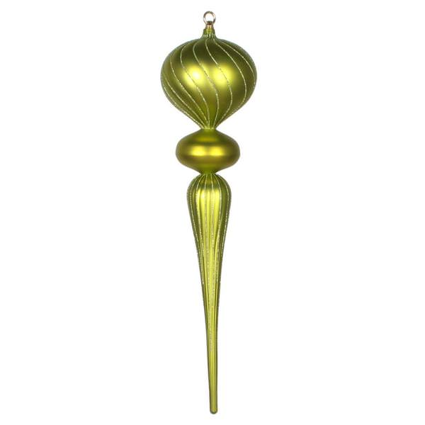 25" Lime Matte Glitter Finial Ornament