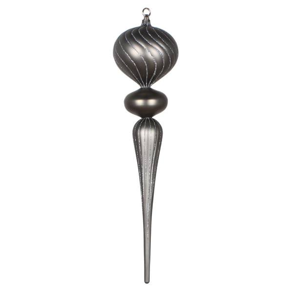 25" Pewter Matte Glitter Finial Ornament