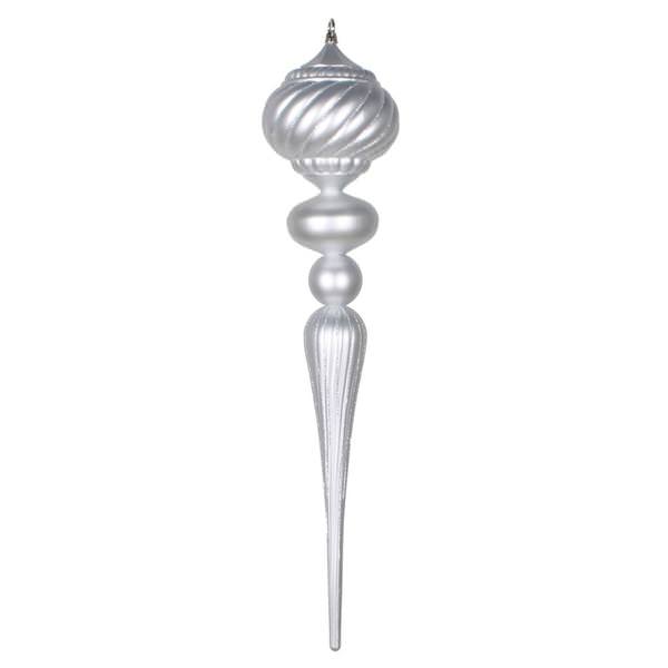27" Silver Matte Glitter Onion Finial Ornament