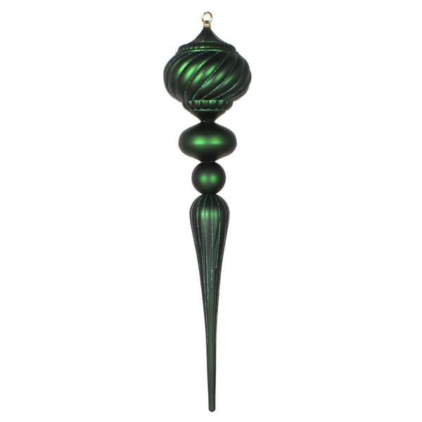 27" Emerald Matte Glitter Onion Finial Ornament