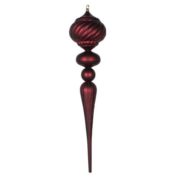27" Burgundy Matte Glitter Onion Finial Ornament